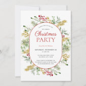 Invitation Soirée de Noël Gold Winter Green (Devant)