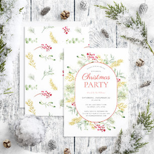 Invitation Soirée de Noël Gold Winter Green