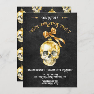 Invitation Soirée de Noël gothique Gold & Black