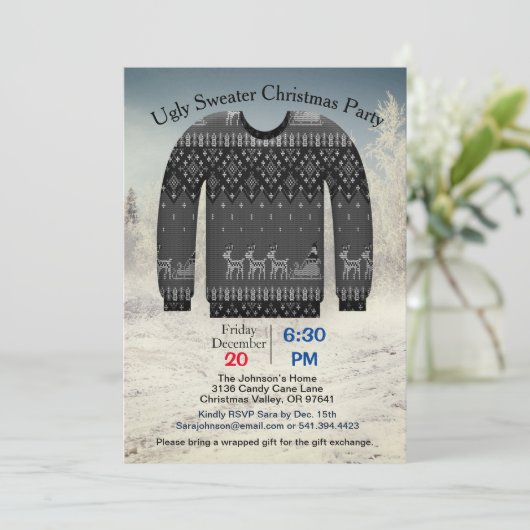 Invitation Soirée de Noël, Grey with Deer, ZPR (Debout devant)