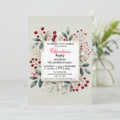 Invitation Soirée de Noël Holly Berry Et Foliage (Debout devant)