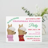 Invitation Soirée de Noël Llama rose tendance (Debout devant)