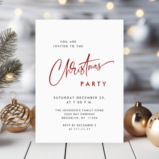 Invitation Soirée de Noël minimaliste élégante