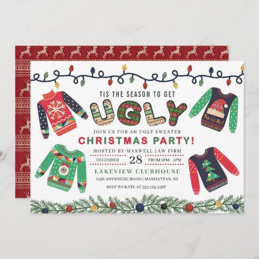 Invitation Soirée de Noël moche (Devant / Derrière)