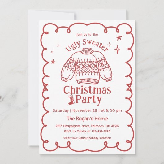 Invitation Soirée de Noël moche à la main (Devant)