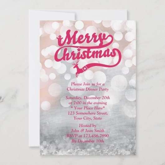 Invitation Soirée de Noël moderne en argent (Devant)