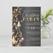 Invitation Soirée de Noël moderne Gold Black Business (Debout devant)