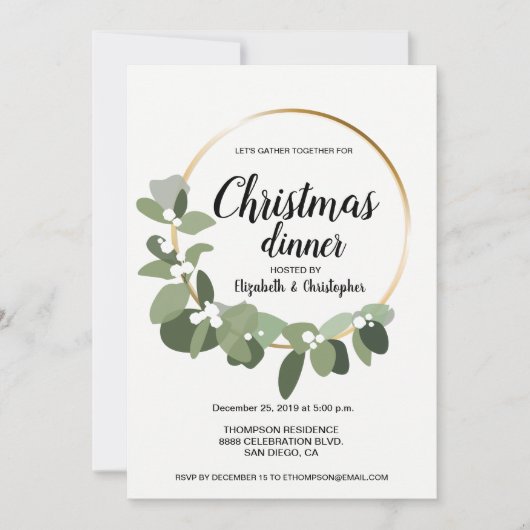 Invitation Soirée de Noël moderne simple Fête Werath Green (Devant)