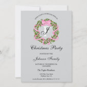 Invitation Soirée de Noël Monogram Pink Ribbon (Devant)