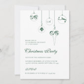 Invitation Soirée de Noël Monogramme Vert Bauble (Devant)