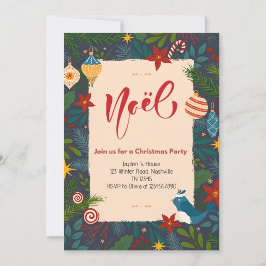 Invitation Soirée de Noël Noel (Devant)