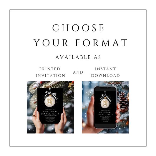 Invitation Soirée de Noël Noir Festif