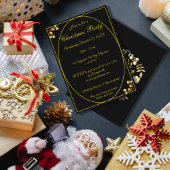 Invitation Soirée de Noël Noir Or Unique Joyeux et brillant