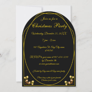 Invitation Soirée de Noël Noir Or Unique Joyeux et lumineux I