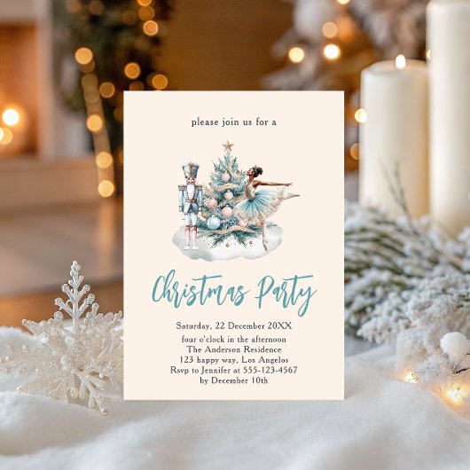 Invitation Soirée de Noël Nutcracker | Élégant Fête Beige