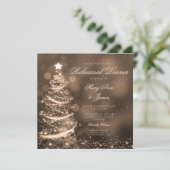 Invitation Soirée de Noël Or Elégant (Debout devant)