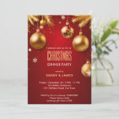 Invitation Soirée de Noël or et baubles rouges (Debout devant)