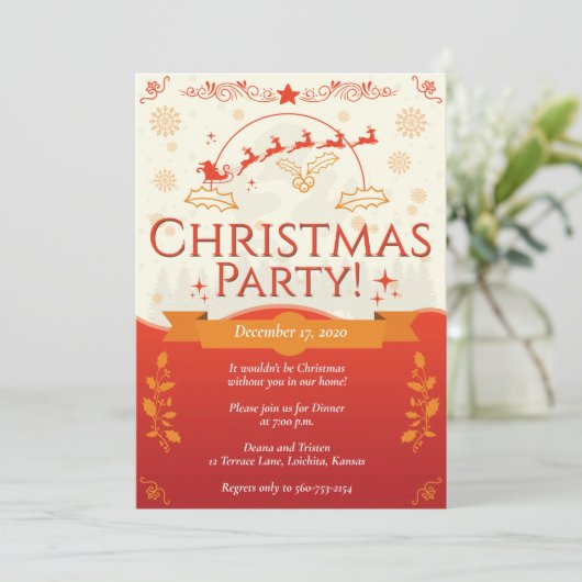 Invitation Soirée de Noël Orange (Debout devant)