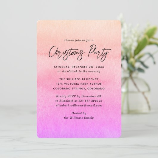 Invitation Soirée de Noël orange rose (Debout devant)