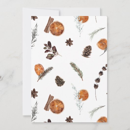 Invitation Soirée de Noël Orange Séchée Rustique Boho (Dos)