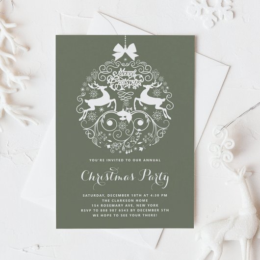 Invitation Soirée de Noël Ornat Festif Vert