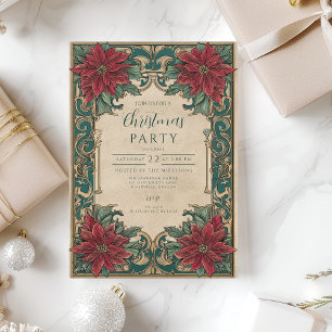 Invitation Soirée de Noël Ornate Poinsettia