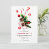 Invitation Soirée de Noël Ornement Élégant (Debout devant)