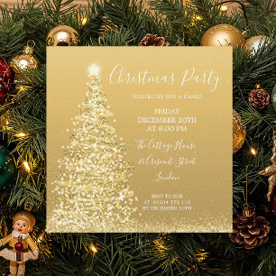 Invitation Soirée de Noël Parties scintillant d'or élégante