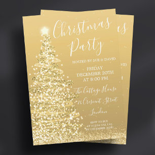 Invitation Soirée de Noël Parties scintillant d'or élégante