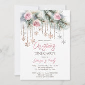 Invitation Soirée de Noël pastel rose rose or (Devant)