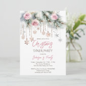 Invitation Soirée de Noël pastel rose rose or (Debout devant)