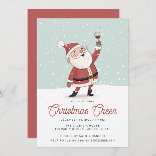 Invitation Soirée de Noël père Noël (Devant / Derrière)