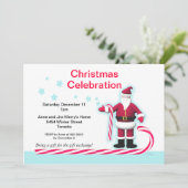 Invitation Soirée de Noël père Noël, Sucre de canne et Etoile (Debout devant)