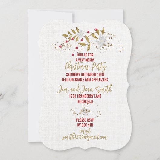 Invitation Soirée de Noël Poinsettia Classy (Devant)