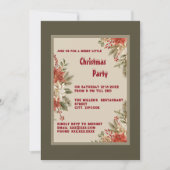 Invitation Soirée de Noël Poinsettia en ivoire d'olive élégan (Devant)