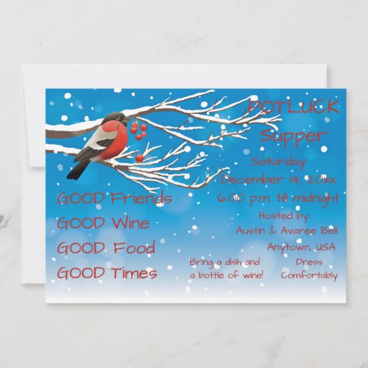 Invitation Soirée de Noël Pot Luck (Devant)