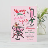 Invitation Soirée de Noël pour Filles avec Cocktail (Debout devant)