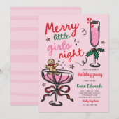 Invitation Soirée de Noël pour Filles avec Cocktail (Devant / Derrière)