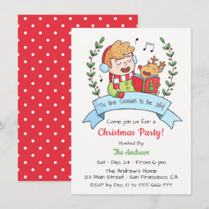 Invitation Soirée de Noël pour garçon et renne