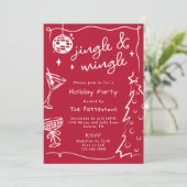 Invitation Soirée de Noël Red Disco Martini Jingle & Mingle (Debout devant)