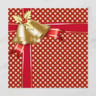 Invitation Soirée de Noël Red Gold Dot
