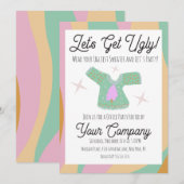 Invitation Soirée de Noël rétro avec un affreux pull (Devant / Derrière)