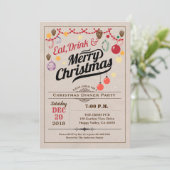 Invitation Soirée de Noël rétro boire joyeux Noël (Debout devant)