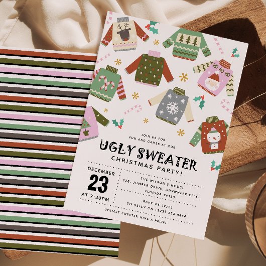 Invitation Soirée de Noël rétro Ugly Sweat