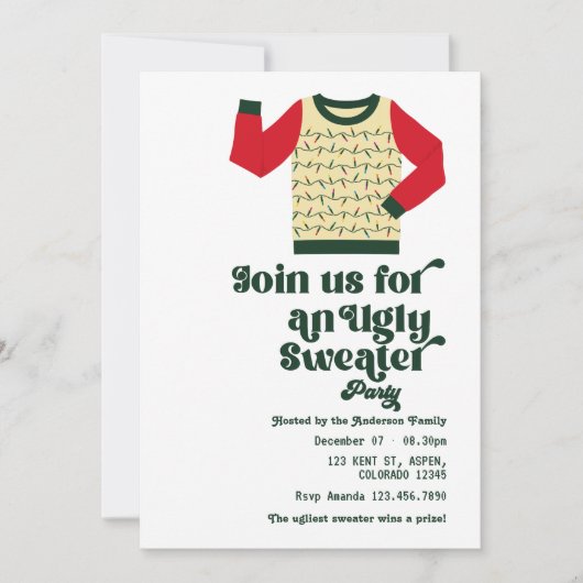 Invitation Soirée de Noël rétro Ugly Sweat (Devant)