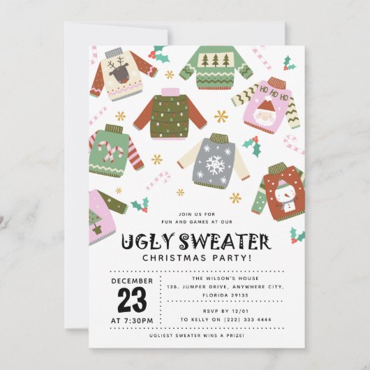 Invitation Soirée de Noël rétro Ugly Sweat (Devant)
