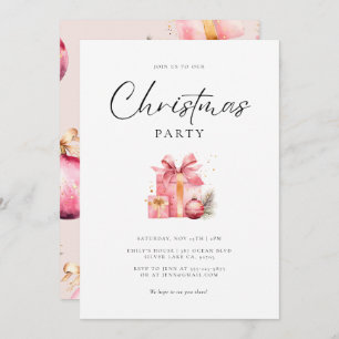 Invitation Soirée de Noël rose