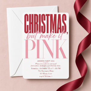 Invitation Soirée de Noël rose
