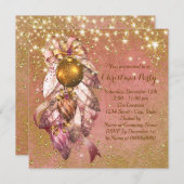 Invitation Soirée de Noël rose et or (Devant / Derrière)