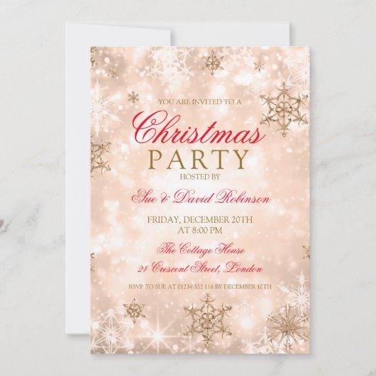 Invitation Soirée de Noël Rose Gold (Devant)